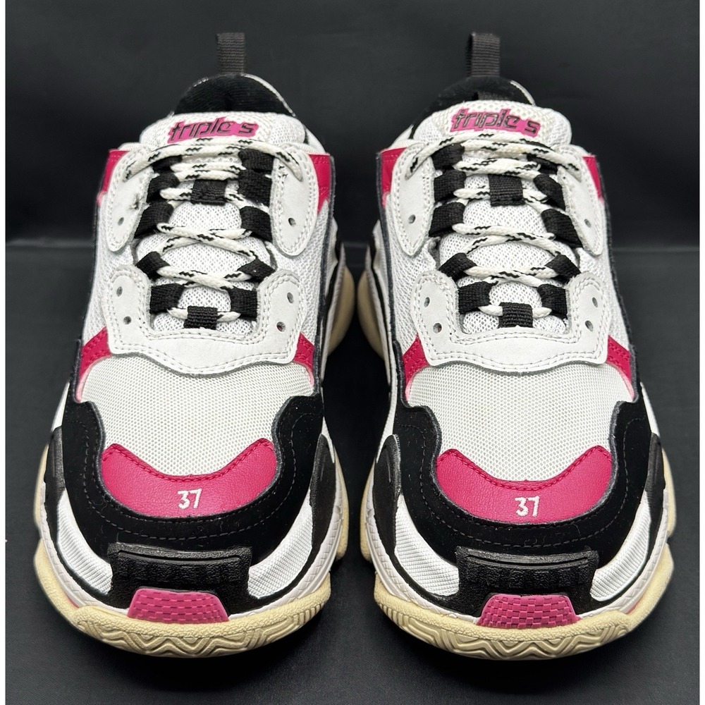 Balenciaga Triple S Sneakers White Black Pink Chunky Dad Shoes Size 37 - Picture 6 of 9